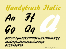 Handybrush Italic W.S.I. Int'l v1.1 for GSP: 6/20/95图片样张