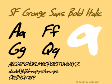 SF Grunge Sans Bold Italic ver 1.0; 1999. Freeware for non-commercial use.图片样张