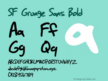 SF Grunge Sans Bold ver 1.0; 1999. Freeware for non-commercial use.图片样张