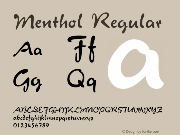 Menthol Regular W.S.I. Int'l v1.1 for GSP: 6/20/95 Font Sample