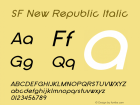 SF New Republic Italic ver 2.0; 2000. Freeware for non-commercial use.图片样张