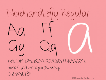 NotehandLefty Regular W.S.I. Int'l v1.1 for GSP: 6/20/95 Font Sample