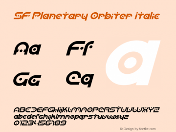 SF Planetary Orbiter Italic ver 2.0; 1999. Freeware for non-commercial use. Font Sample