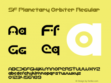 SF Planetary Orbiter Regular ver 2.0; 1999. Freeware for non-commercial use. Font Sample