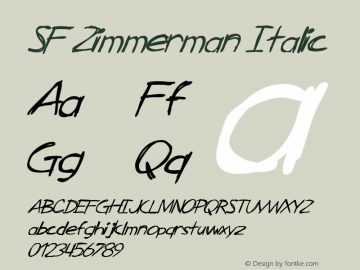 SF Zimmerman Italic ver 1.0; 1999. Freeware for non-commercial use.图片样张