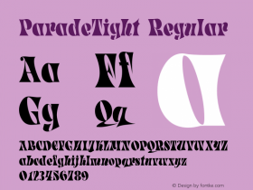 ParadeTight Regular The IMSI MasterFonts Collection, tm 1995, 1996 IMSI (International Microcomputer Software Inc.) Font Sample