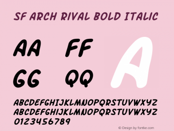 SF Arch Rival Bold Italic ver 1.0; 2000. Freeware. Font Sample