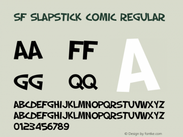 SF Slapstick Comic Regular ver 1.0; 2000. Freeware for non-commercial use. Font Sample