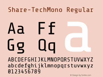 Share-TechMono Regular Version 1.000;PS 001.000;hotconv 1.0.38图片样张