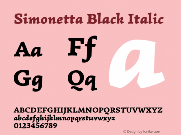 Simonetta Black Italic Version 1.002 Font Sample