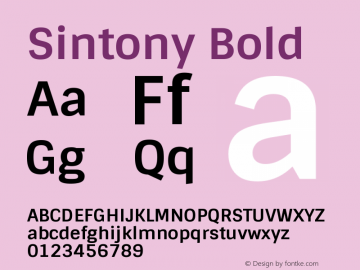 Sintony Bold Version 1.001 Font Sample