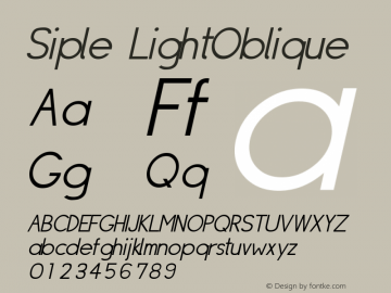 Siple LightOblique Macromedia Fontographer 4.1.5 24/7/02 Font Sample