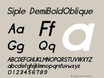 Siple DemiBoldOblique Macromedia Fontographer 4.1.5 24/7/02 Font Sample