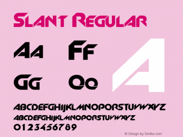 Slant Regular Altsys Metamorphosis:5/3/93 Font Sample