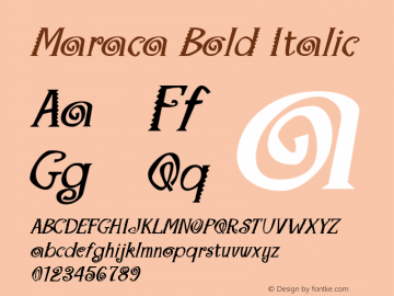 Maraca Bold Italic Media Graphics International: Publisher's Paradise (TM) October 1994 Font Sample