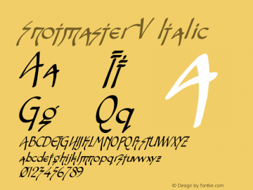Snotmaster V Italic 2002; 1.0, initial release Font Sample