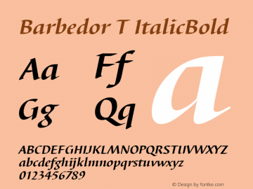 Barbedor T ItalicBold Version 001.005图片样张