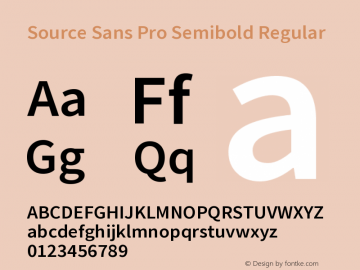 Source Sans Pro Semibold Regular Version 2.010;PS 2.0;hotconv 1.0.78;makeotf.lib2.5.61930图片样张