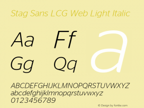 Stag Sans LCG Web Light Italic Version 1.1 2007 Font Sample