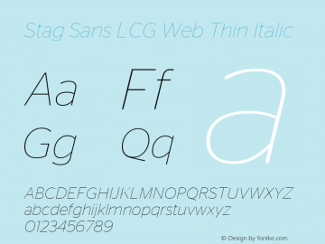 Stag Sans LCG Web Thin Italic Version 1.1 2007 Font Sample