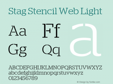 Stag Stencil Web Light Version 1.1 2009 Font Sample