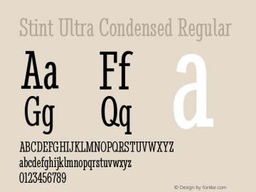 Stint Ultra Condensed Regular Version 1.000 Font Sample