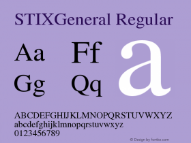 STIXGeneral Regular Version 1.1.0 Font Sample