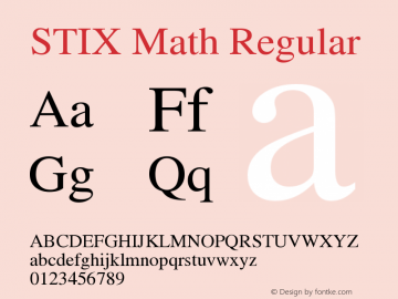 STIX Math Regular Version 1.1.1 Font Sample