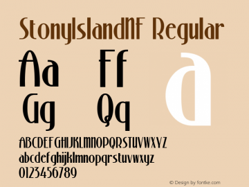 StonyIslandNF Regular Version 1.00 7/7/2002 Font Sample