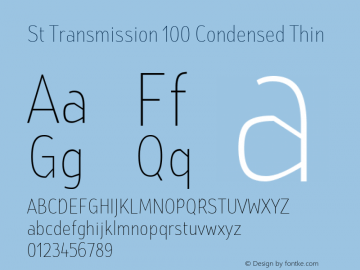 St Transmission 100 Condensed Thin 1.000 Font Sample