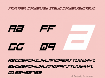 Stuntman Condensed Italic CondensedItalic Version 2图片样张