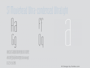 ST Moviehead Ultra-condensed UltraLight Version 1.000 Font Sample
