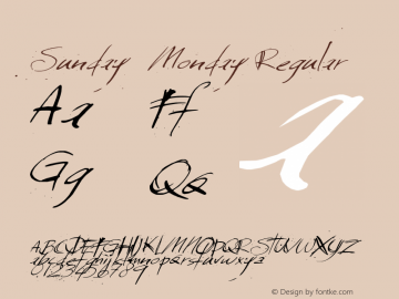 Sunday  Monday Regular Version 1.00 Font Sample