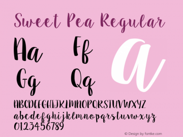 Sweet Pea Regular Version 1.0 Font Sample