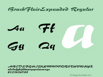 BrushFlairExpanded Regular The IMSI MasterFonts Collection, tm 1995, 1996 IMSI (International Microcomputer Software Inc.) Font Sample