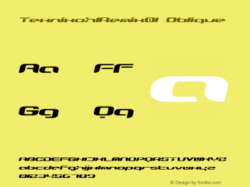 TeknikohlRemix01 Oblique Macromedia Fontographer 4.1.5 2/23/99图片样张