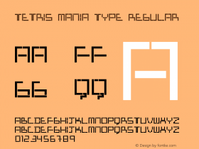 Tetris Mania Type Regular Version 1.000 2010 initial release Font Sample