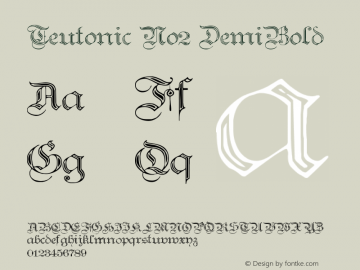 Teutonic No2 DemiBold Version 1.0; 2002; initial r图片样张