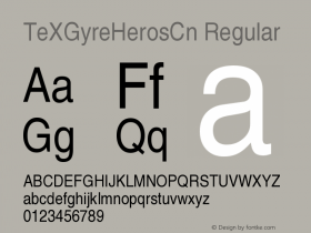 TeXGyreHerosCn Regular Version 1.103;PS 1.103;hotconv 1.0.49;makeotf.lib2.0.14853 Font Sample