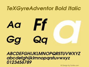 TeXGyreAdventor Bold Italic Version 1.104;PS 1.104;hotconv 1.0.49;makeotf.lib2.0.14853 Font Sample