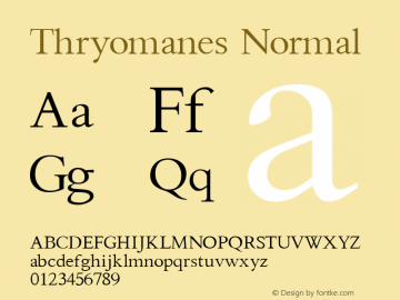 Thryomanes Normal Macromedia Fontographer 4.1 2/10/2001图片样张