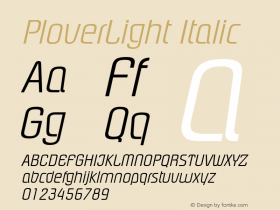 PloverLight Italic The IMSI MasterFonts Collection, tm 1995, 1996 IMSI (International Microcomputer Software Inc.)图片样张