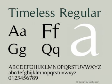 Timeless Regular 1.0 02-03-2002 Font Sample