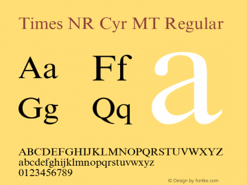 Times NR Cyr MT Regular Version 1.0 - November 1992 Font Sample