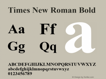 Times New Roman Bold Version 6.87 Font Sample