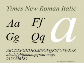 Times New Roman Italic Version 6.87图片样张