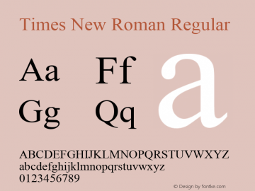 Times New Roman Regular Version 6.87 Font Sample