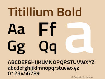 Titillium Bold Version 1.000;PS 57.000;hotconv 1.0.70;makeotf.lib2.5.55311 Font Sample