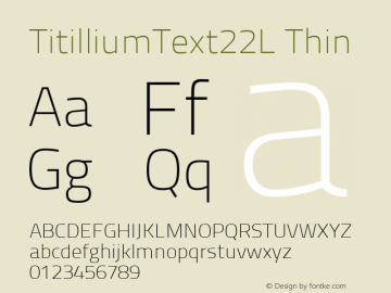 TitilliumText22L Thin 1.000 Font Sample