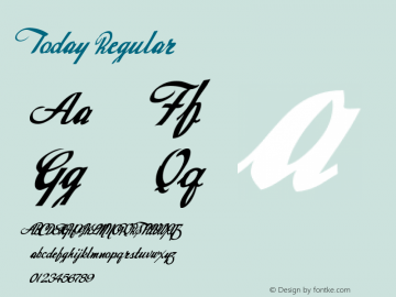 Today Regular Fontographer 4.7 14/05/08 FG4M­0000002045 Font Sample